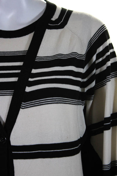 Dorothee Schumacher Womens Striped Twinset Sweater White Black Cotton Size 2