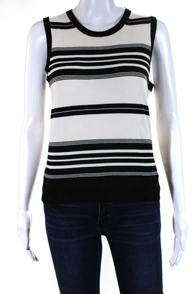 Dorothee Schumacher Womens Striped Twinset Sweater White Black Cotton Size 2