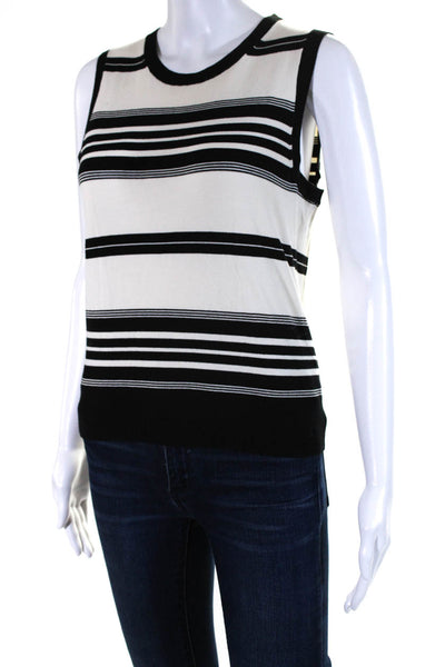 Dorothee Schumacher Womens Striped Twinset Sweater White Black Cotton Size 2