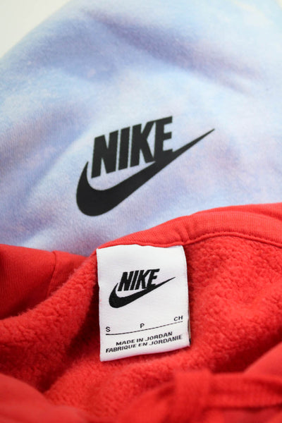 Nike Mens Pullover Logo Hoodie Sweaters Red Blue Cotton Size Small Lot 2