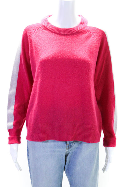 27 Miles Womens Pullover Crew Neck Cashmere Sweater Pink Gray Size Medium