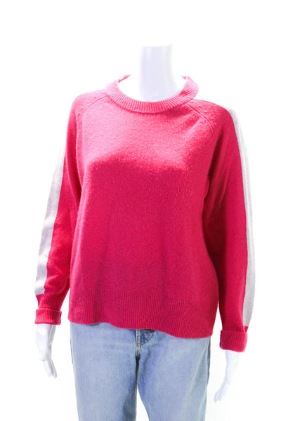 27 Miles Womens Pullover Crew Neck Cashmere Sweater Pink Gray Size Medium