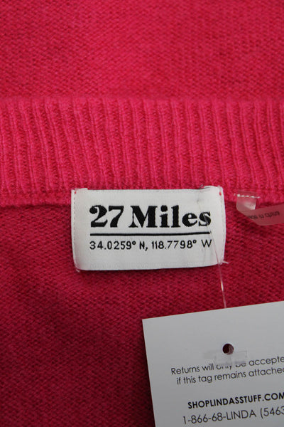 27 Miles Womens Pullover Crew Neck Cashmere Sweater Pink Gray Size Medium