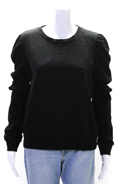 Generation Love Womens Scoop Neck Crystal Studded Sweater Black Cotton Medium