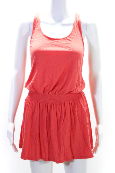 Soft Joie Womens Sleeveless Scoop Neck Smocked Mini Dress Salmon Cotton Medium