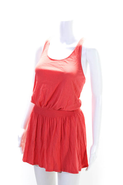 Soft Joie Womens Sleeveless Scoop Neck Smocked Mini Dress Salmon Cotton Medium