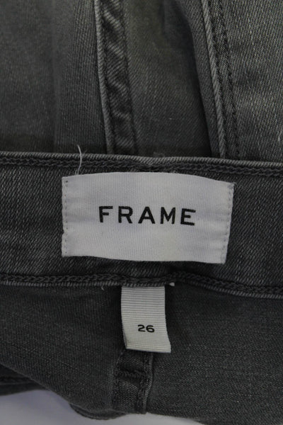 Frame Womens Zipper Fly High Rise Skinny Ankle Jeans Gray Denim Size 26