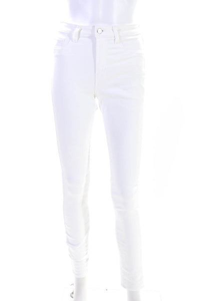 L Agence Womens High Rise Skinny Marguerite Jeans White Denim Size 27