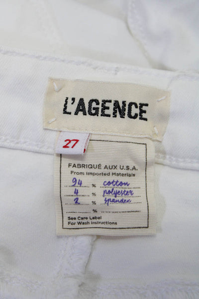 L Agence Womens High Rise Skinny Marguerite Jeans White Denim Size 27