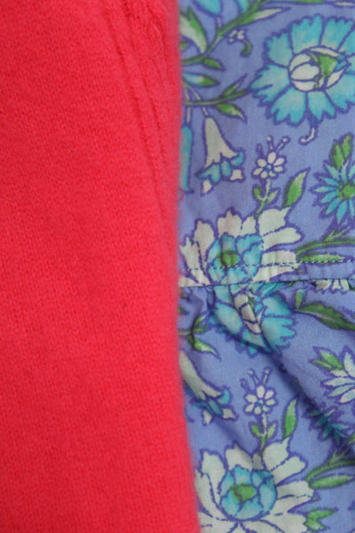 J Crew Womens Cotton Cashmere Floral Long Sleeve Top Sweater Blue Size S Lot 2