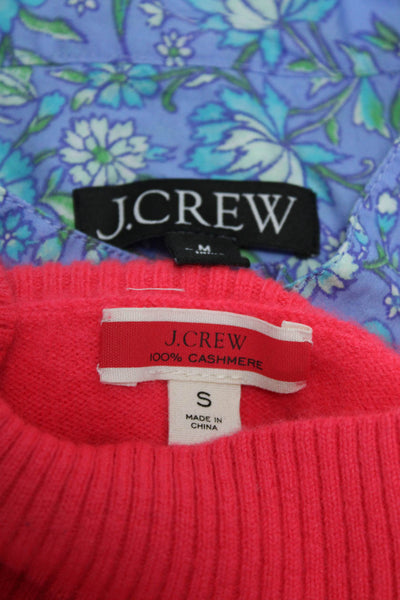J Crew Womens Cotton Cashmere Floral Long Sleeve Top Sweater Blue Size S Lot 2