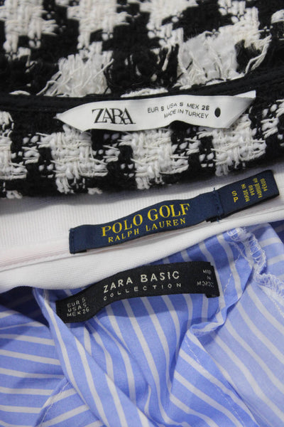 Zara Women's Round Neck Long Sleeves Sheer Blouse Black Size S Lot 3