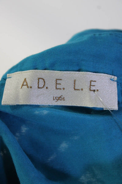 A.D.E.L.E. 1961 Womens Long Sleeve Woven Button Up Shirt Blouse Blue Size Large