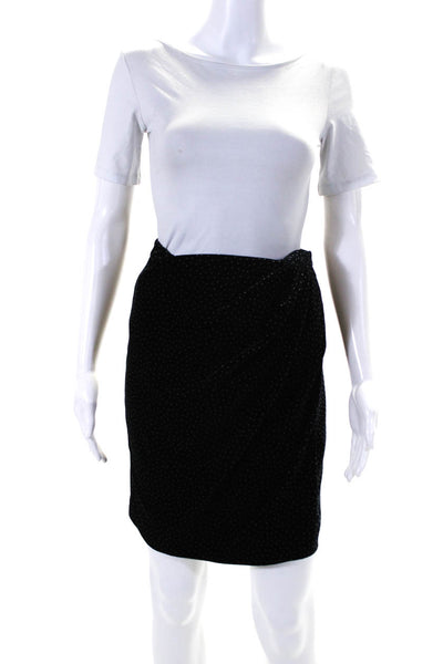 Theory Womens Polka Dot Velvet Mini Wrap Pencil Skirt Black Size 8