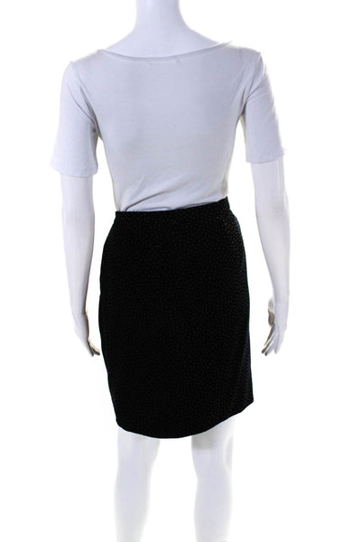 Theory Womens Polka Dot Velvet Mini Wrap Pencil Skirt Black Size 8