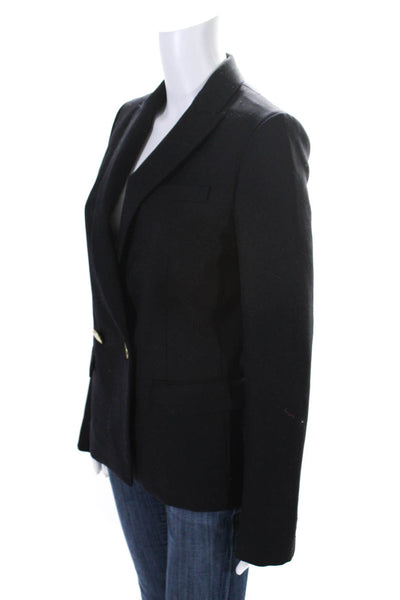 J Crew Womens Wool Double Breasted Buttoned Collared Blazer Jacket Navy Size 2T