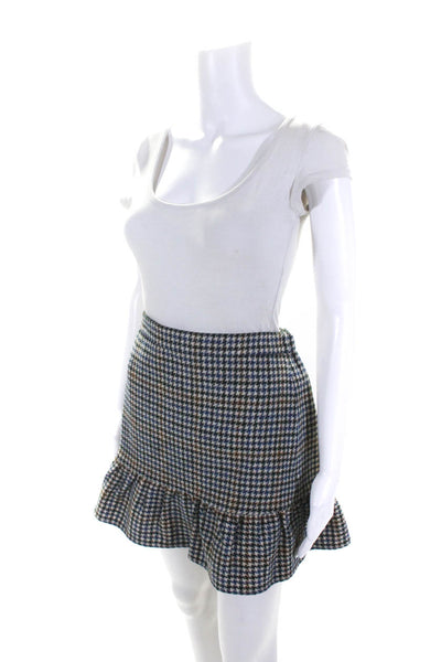 J Crew Womens Pleated Ruffled Hem A-Line Skirts Blue Multicolor Size 0 2 Lot 2