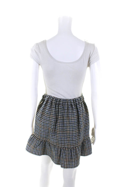 J Crew Womens Pleated Ruffled Hem A-Line Skirts Blue Multicolor Size 0 2 Lot 2