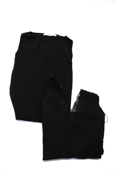 Zara Womens Knit Lace Trim Sheath Slip Dress Black Size XS Small Lot 2