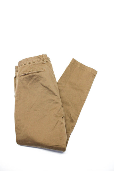 J Crew Mens Cotton Mid-Rise Flat Front Straight Leg 484 Trousers Brown Size 32