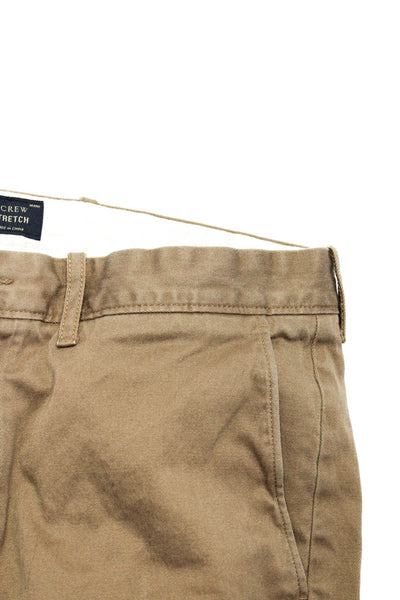 J Crew Mens Cotton Mid-Rise Flat Front Straight Leg 484 Trousers Brown Size 32