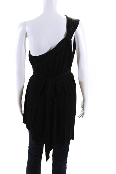 BCBG Max Azria Womens Back Cut-Out Sleeveless Buttoned Blouse Top Black Size M