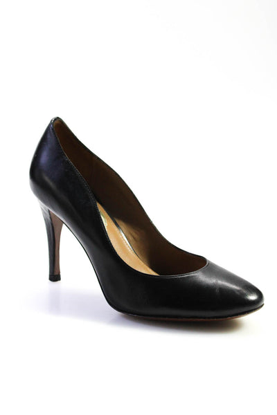 Elie Tahari Womens Leather Slim Heel Slide On Pumps Black Size 37.5 7.5