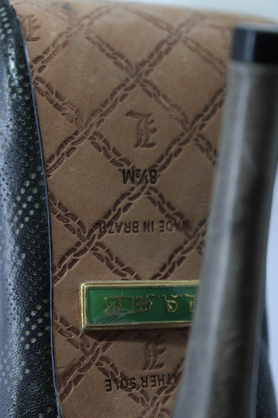 L.A.M.B. Womens Leather Open Toe Mary Jane Pumps Black Size 8.5 Medium