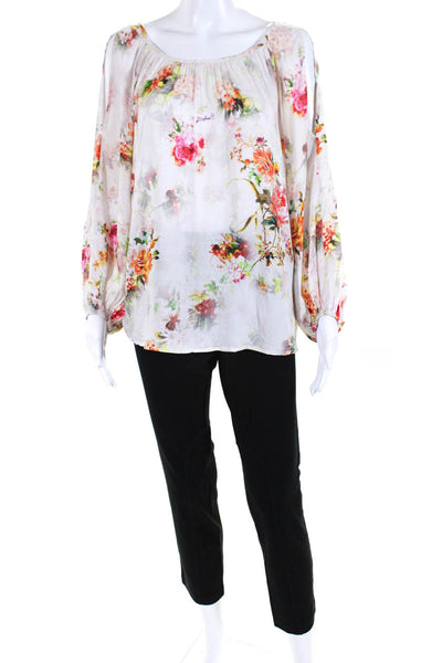 Velvet J Crew Women's Round Neck Long Sleeves Floral Blouse Size M Lot 2