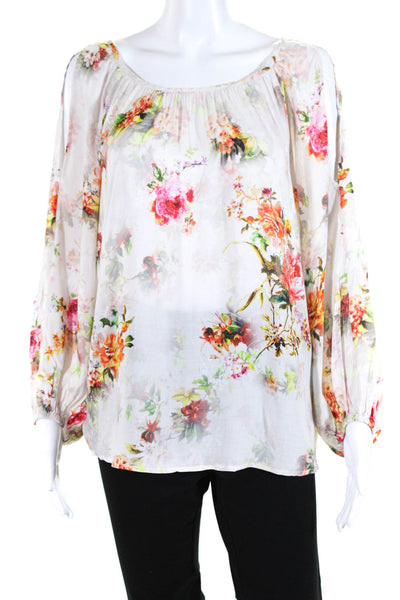 Velvet J Crew Women's Round Neck Long Sleeves Floral Blouse Size M Lot 2