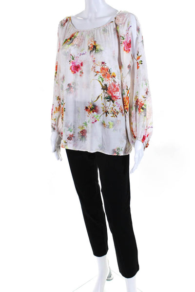 Velvet J Crew Women's Round Neck Long Sleeves Floral Blouse Size M Lot 2