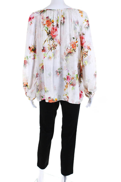 Velvet J Crew Women's Round Neck Long Sleeves Floral Blouse Size M Lot 2