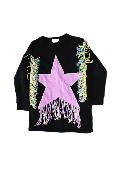 Stella McCartney Kids Childrens Girls Star Fringe Sweater Black Size 6