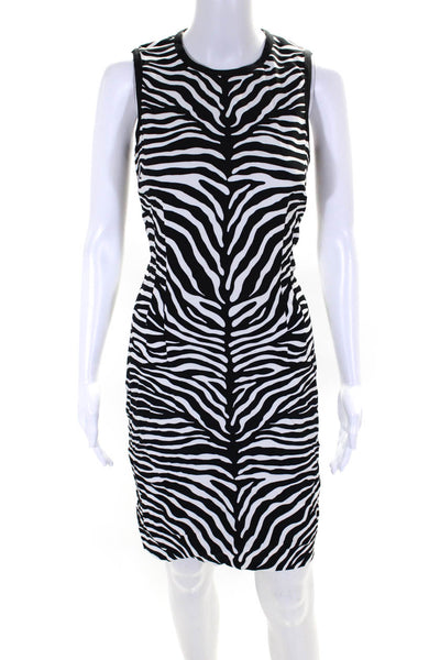 Michael Kors Women's Round Neck Sleeveless A-Line Midi Dress Animal Print Size 6