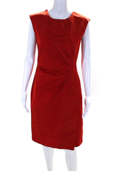 Lida Baday Women's Round Neck Sleeveless Cinch A-Line Midi Dress Red Size 4