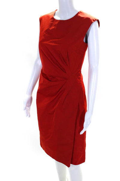 Lida Baday Women's Round Neck Sleeveless Cinch A-Line Midi Dress Red Size 4