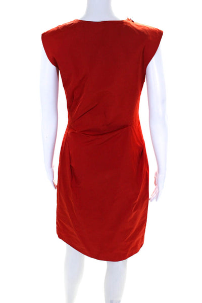 Lida Baday Women's Round Neck Sleeveless Cinch A-Line Midi Dress Red Size 4