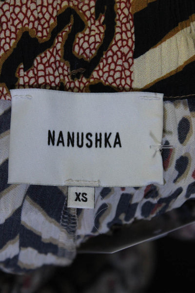 Nanushka Womens Animal Print High Rise Belted Straight Pants Brown Size XS
