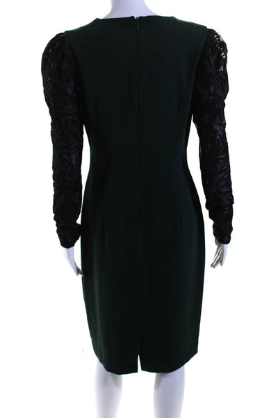 Badgley Mischka Womens Emerald Lace Sleeve Sheath Green Size 8 14183292