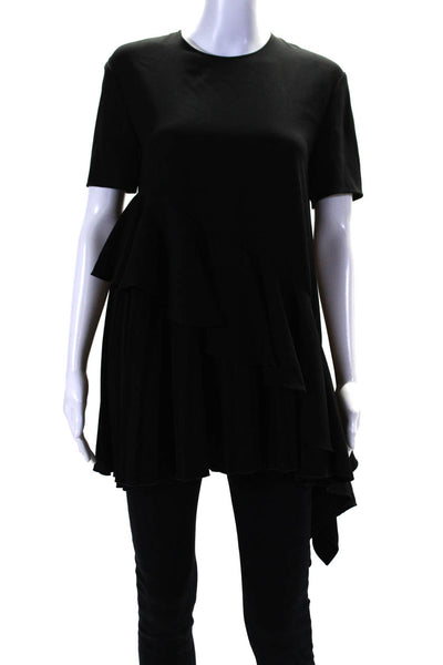 ADEAM Womens Pleated Ruffles Top Black Size M 11344752