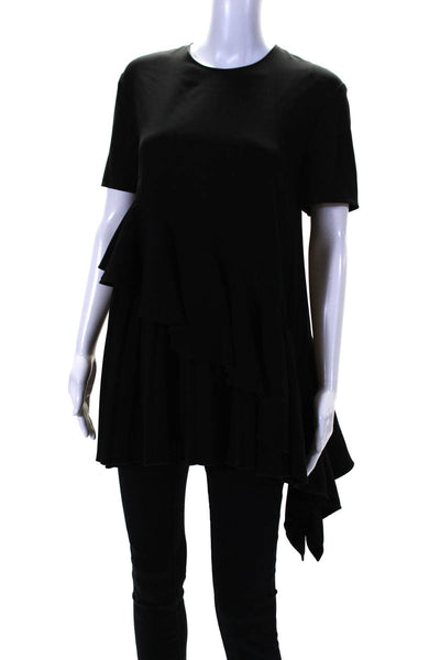 ADEAM Womens Pleated Ruffles Top Black Size M 11344752