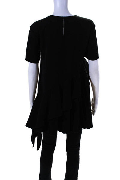 ADEAM Womens Pleated Ruffles Top Black Size M 11344752