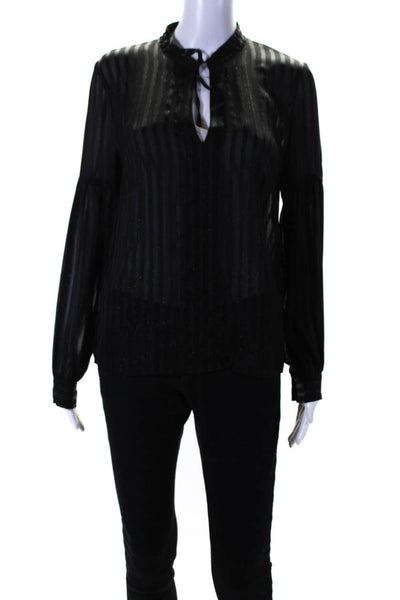 Derek Lam Collective Womens Sheer Stripe Top Black Size 40 14613930