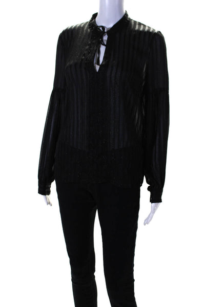 Derek Lam Collective Womens Sheer Stripe Top Black Size 40 14613930