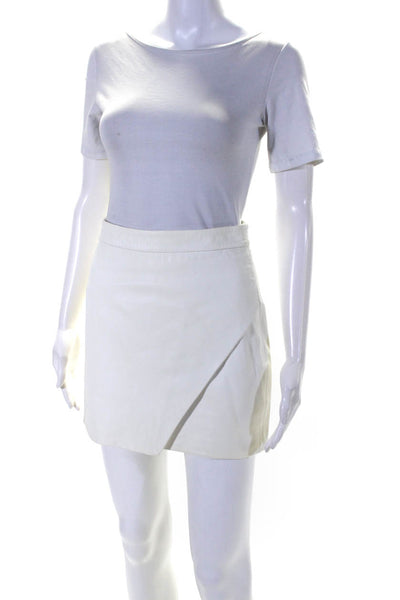 Michelle Mason Womens Back Zip Layered Leather Mini Skirt White Size 2