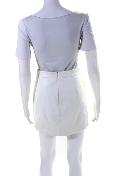 Michelle Mason Womens Back Zip Layered Leather Mini Skirt White Size 2