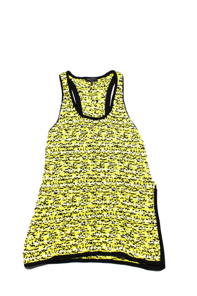 Rag & Bone Edun Womens Cotton Striped Textured Tank Tops Yellow Size M Lot 2