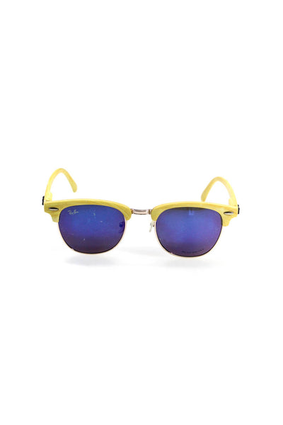 Ray Ban Womens Mirrored Round Sunglasses Yellow Blue Black Plastic