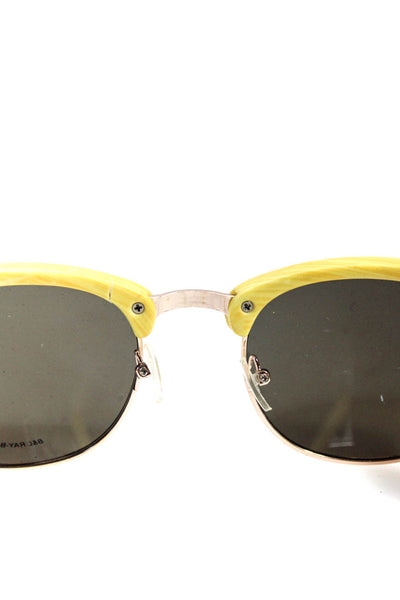 Ray Ban Womens Mirrored Round Sunglasses Yellow Blue Black Plastic