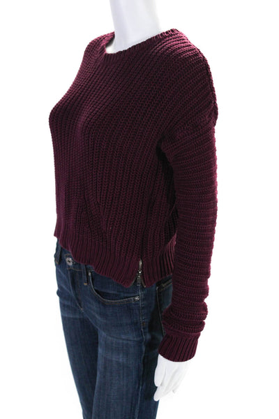 360 Sweater Womens Cotton Ribbed Zipped Hem Long Sleeve Sweater Pink Size XS